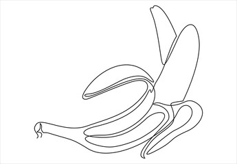 one line drawing of isolated vector object  banana