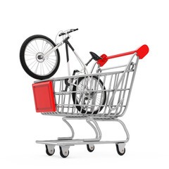 Poster - Black and White Mountain Bike in Shopping Cart Trolley. 3d Rendering