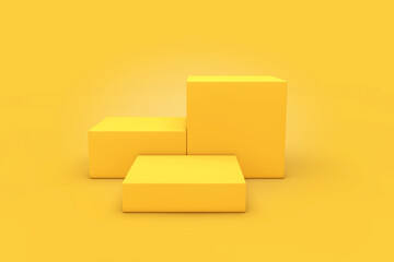 Aufkleber - Yellow Cubes Products Stage Pedestal. 3d Rendering