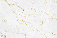 White Marble Stone Texture With Golden Veins
