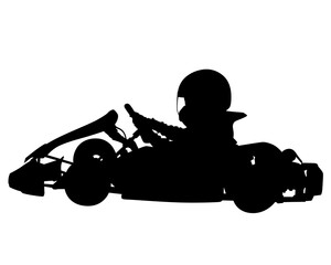 Fototapete - man is riding a sports car. Isolated silhouette on white background