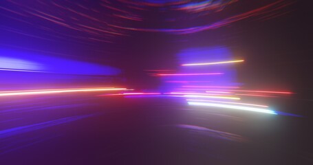 Abstract Technology Fast Light Strokes Background with glowing light and fast motion. 3D rendering