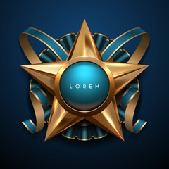 Wall Mural - gold and blue star award template