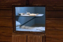 A Window For Passing Food And Observing Prisoners In The Door Of A Single Cell In The Trubetskoy Bastion Prison Of The Peter And Paul Fortress In St. Petersburg.
