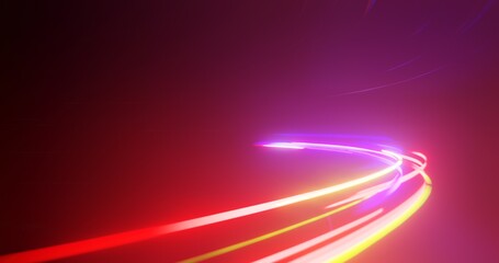 Wall Mural - city life, urban scene, car light trails, transport and traffic concept. abstract background with li