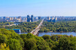Aerial view of Metro bridge and the Dnieper river in Kiev, Ukraine. Kyiv cityscape