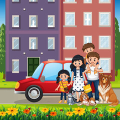 Poster - Outdoor scene with happy family