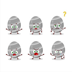 Wall Mural - Cartoon character of grey easter egg with what expression