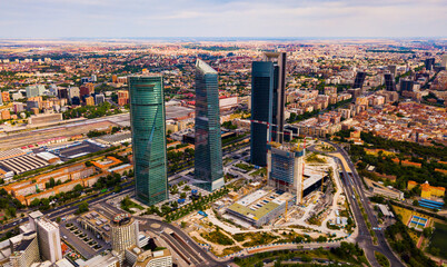 Four business skyscrapers (Cuatro Torres) of the business district in Madrid, Spain