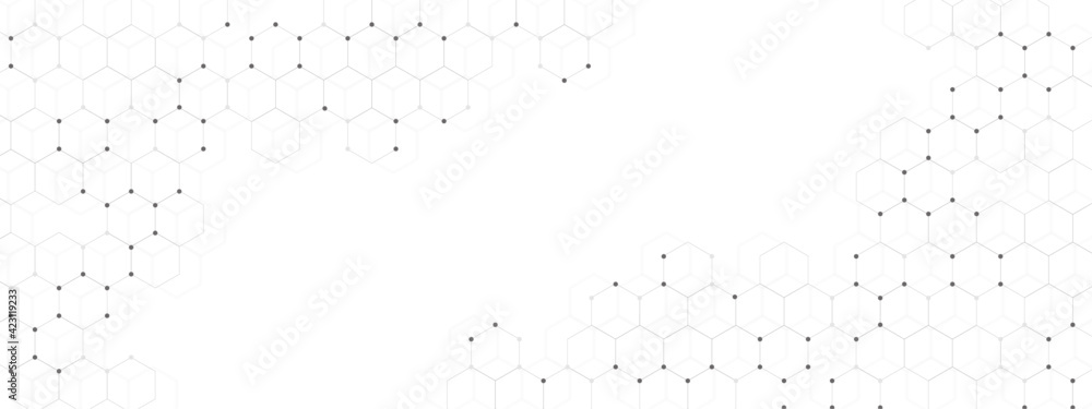 Abstract Vector banner design, white background with hexagon pattern ...