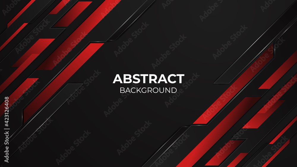 Modern red and black abstract geometric shapes background design ...