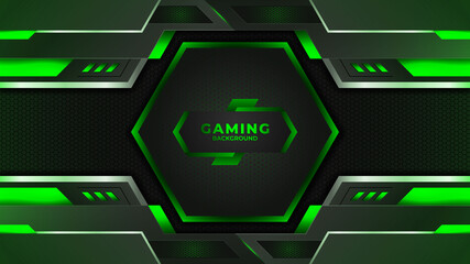 Modern green abstract geometric shapes background design template, gaming background template design