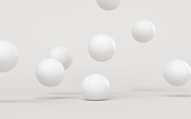 Wall Mural - Bouncing soft balls with white background, 3d rendering.