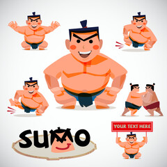 sumo character set - vector illustration