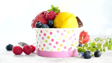 Wall Mural - various of ice cream in bowl