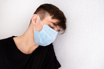 Poster - Sad Young Man in a Flu Mask