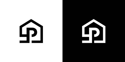 Wall Mural - The initial logo of the letter P in the shape of a house is suitable for real estate and others #3