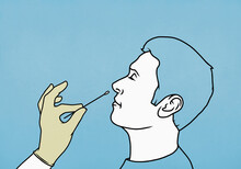 Man getting nose swab COVID-19 test
