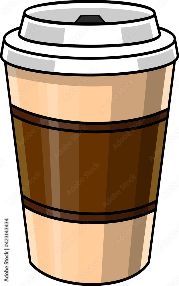 Cartoon Coffee Cup With Lid. Vector Hand Drawn Illustration Isolated On  Transparent Background Stock Vector | Adobe Stock