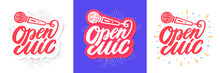 Open Mic. Vector Lettering Banners Set. 