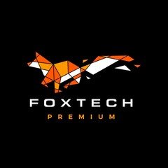 Sticker - fox technology broken glass geometric polygonal logo vector icon illustration