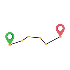 Wall Mural - plane track to point with dashed line way or air lines, airplane icon vector color editable