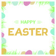© Нина Ларина - Cute 'Happy Easter' card with eggs and grass