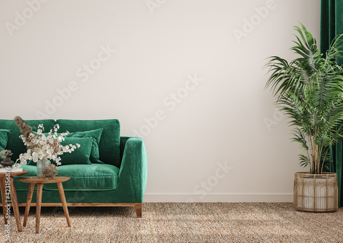 Fototapeta na szkło Modern interior background, wall mock up, 3d render
