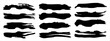 © high_resolution - Vector collection of artistic grungy black paint hand made creative brush stroke set isolated on banner background. A group of abstract grunge sketches for design education or graphic art decoration