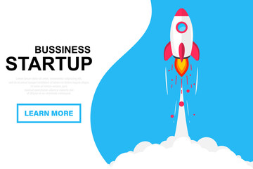 Wall Mural - rocket launch. space rocket launch. rocket flying in clouds. successful startup business concept. ne