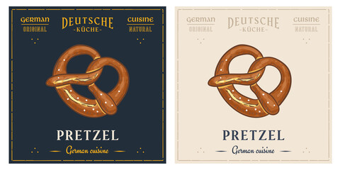 Poster - Pretzel with salt German snack retro vintage illustration