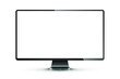 Trendy realistic thin frame monitor mock up with blank white screen isolated. PNG. Vector illustration	