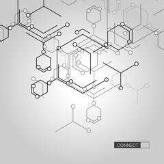 Aufkleber - Connecting shapes on light background. Business network concept. Banner design. Geometric art. Medical technology science background