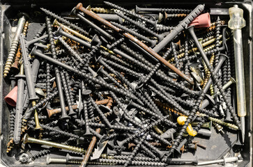 A set of metal tools in the workshop on an old rustic wooden background.concept.Father's day or labor day holiday