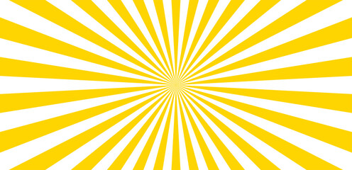 Wall Mural - sun ray vector background. radial beam sunrise or sunset light retro design illustration. summer yel