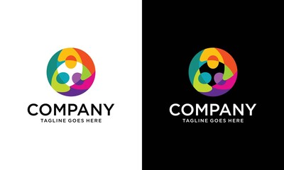 Circle three abstract people diversity logo vector, Team of three people logo. Concept of people group meeting collaboration and great work.