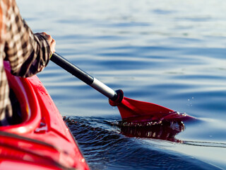 close-up view of water ripples from rowing