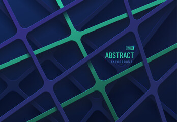 Abstract green and dark blue geometric line overlap layers on dark background. Modern tech futuristic design. You can use for cover template, poster, banner web, flyer, Print ad. Vector illustration