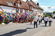 QUIRNBACH, GERMANY: German Towns Celebrate Spring With A Local Tradition Called Kerwe Or Kerb In German. The Young People Called Straussjugend Create And Parade A Type Of May Pole To A Festival.