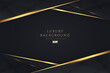 © Riseness - Abstract geometric overlapping on black background with glitter and golden lines glowing dots golden combinations. Modern luxury and elegant design with copy space. Vector EPS10