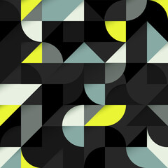 Aufkleber - Yellow and blue abstract Geometric Shapes Background. Seamless Vector