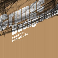 Poster - Grunge background frame. Vector template for overlays. On cardboard realistic texture