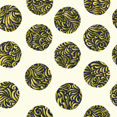 Aufkleber - Vintage Seamless Gold Floral Pattern Textured