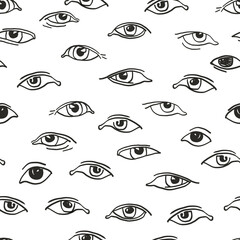 Aufkleber - Different Eyes seamless background. Vector illustration
