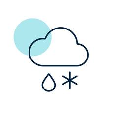 Wall Mural - Cloud with snow and rain vector icon. Weather sign