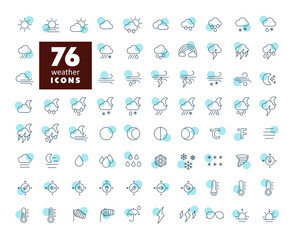 Wall Mural - Vector weather forecast icon set. Meteorology sign