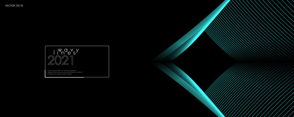 Wall Mural - abstract blue green background with lines. minimal long banner for business presentation and technol
