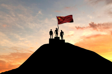 Canvas Print - China flag being waved on top of a winners podium. 3D Rendering