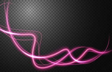 Wall Mural - Abstract light speed motion effect, pink light trail. Vector Illustration