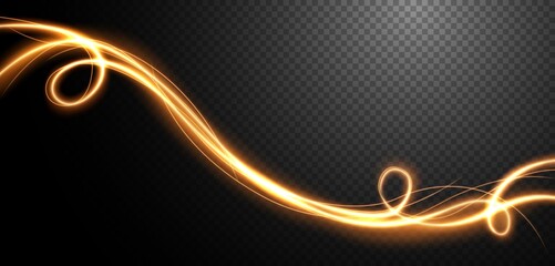 Wall Mural - Abstract light speed motion effect, gold light trail. Vector Illustration